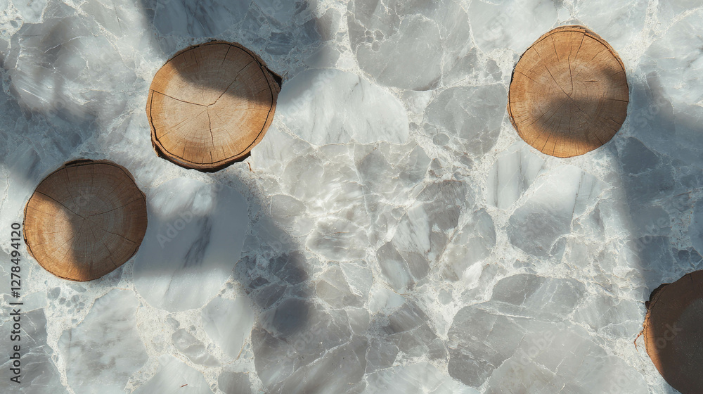 Poster marble and wood texture with deep shadows for interior design concepts