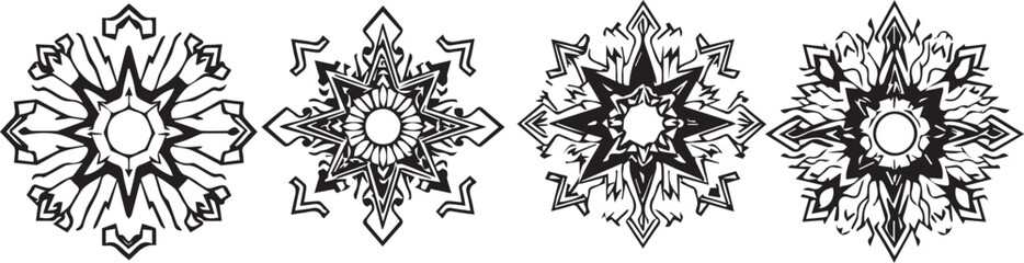 Set of elements for flat design, patterns, ornaments, mandalas. Hand drawn vector illustration