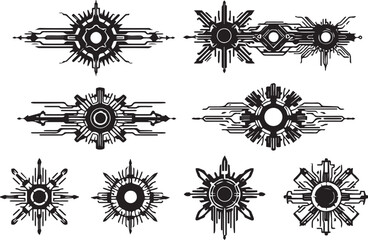 Set of elements for flat design, patterns, ornaments, mandalas. Hand drawn vector illustration