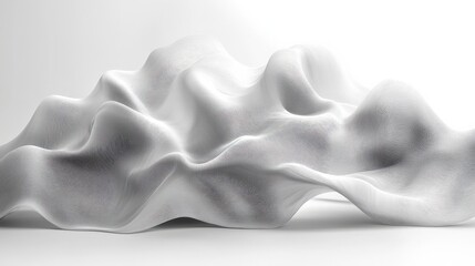 Abstract white fabric draping over a surface, creating soft waves with light shadows