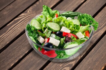Fresh delicious salad with fresh vegetables