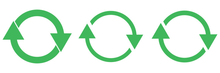 Two semicircular rotating green arrows. Following each other in a circle. Vector symbol. Recycle icon symbol. recycle, zero waste icon vector.