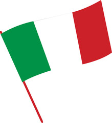 The national flag of Italy on a flagpole. Vector illustration with transparent background.	