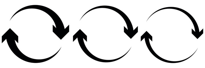 Refresh icon vector illustration. Reload sign and symbol. Update icon. Refresh icon set isolated on white background. Two semicircular rotating black arrows. Following each other in a circle.