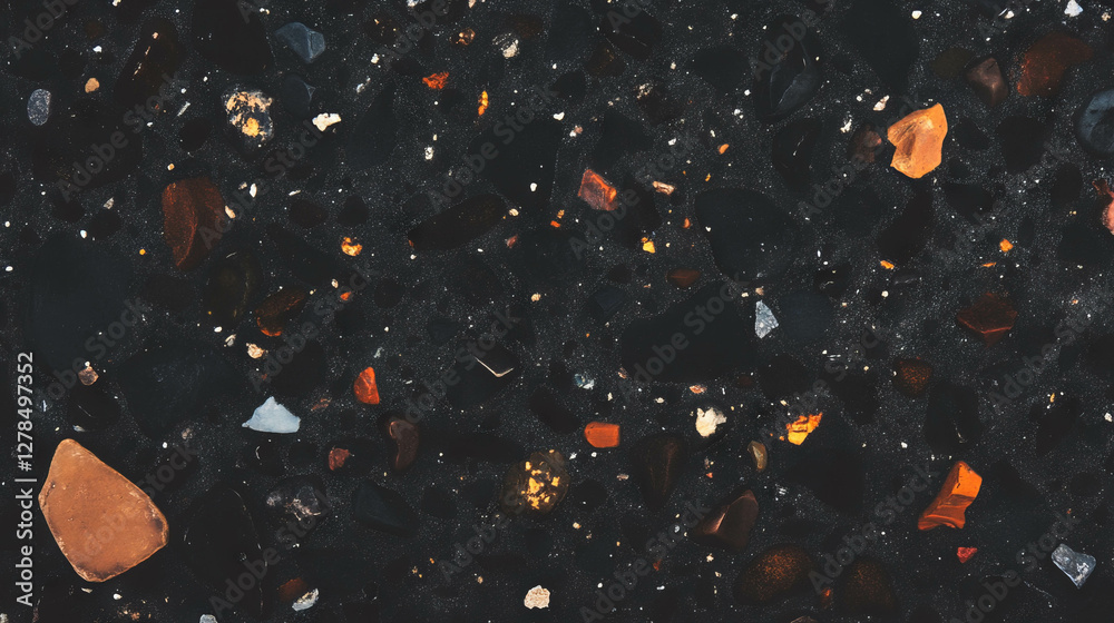 Poster abstract texture of mud wall with varied small and large stones for design and decoration