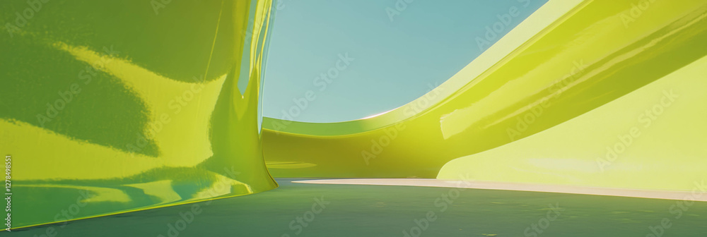 Poster smooth neon chartreuse wall texture for modern design concepts