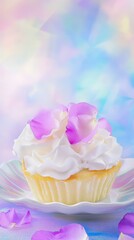 A Delicate Floral Cupcake in Pastel Hues, Perfect for a Special Occasion