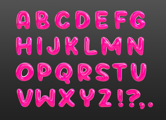 3D pink alphabet, letters designed to looks like glossy pink balloons