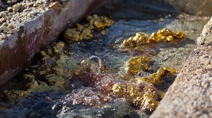 Gold nuggets in a flowing stream