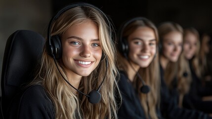 Customer service representatives enhance client experience in call center environment worldwide