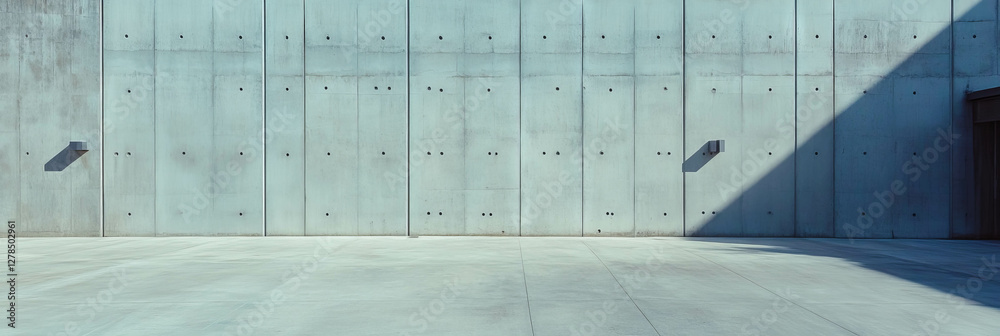 Poster minimalist architecture with pale grey concrete wall and clean surface design