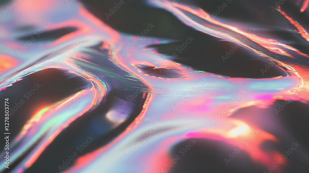 Poster pearlescent dark grey wall texture with subtle iridescent waves for artistic backgrounds
