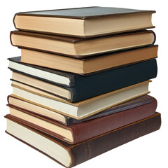 A stack of hardcover books isolated on a Transparent background,