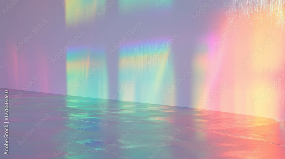 Poster Pearlescent wall with subtle color reflections and iridescent texture for modern design