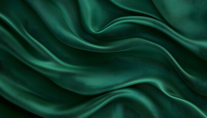 Obraz premium Dark green luxurious satin fabric is draped in flowing folds