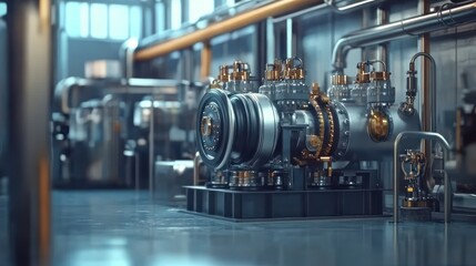 Fototapeta premium Factory Engine Room Machinery Industry