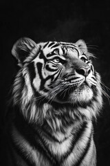 Obraz premium Black and white wild tiger head