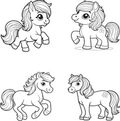 "Charming Horse Coloring Page - Intricate Hand-Drawn Design"
