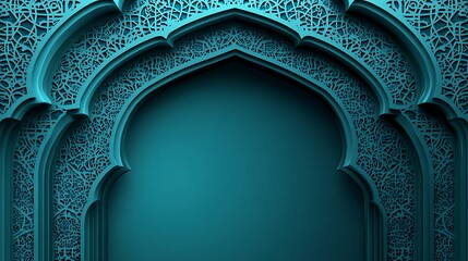 Teal Islamic Archway Intricate Design Background