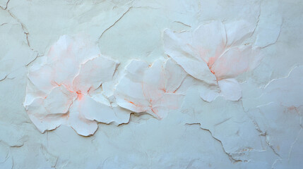 Obraz premium Elegant plaster wall texture with artistic floral elements for interior design inspirations