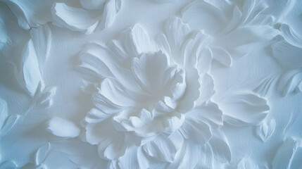Fototapeta premium Elegant sculpted floral texture on plaster wall for home decor