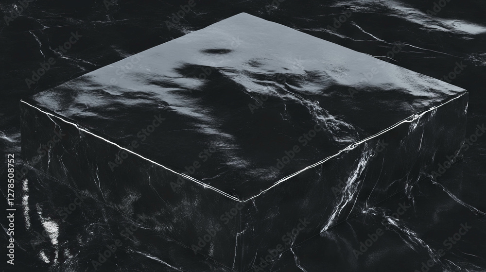 Aufkleber Polished black slate texture with smooth reflections for material and surface design