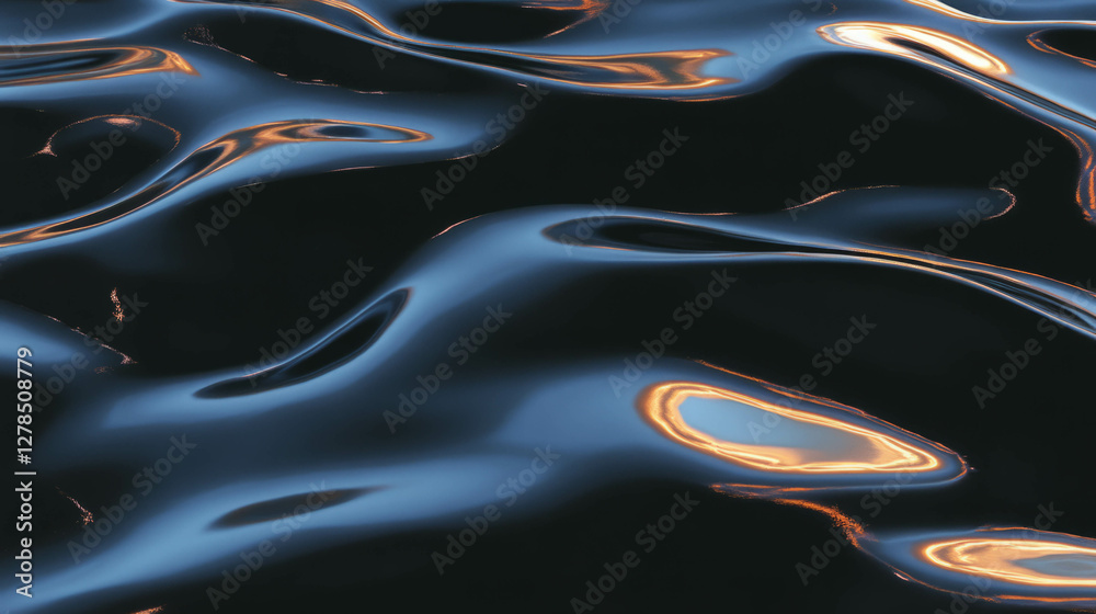 Poster Elegant polished black slate surface with smooth reflections for design background