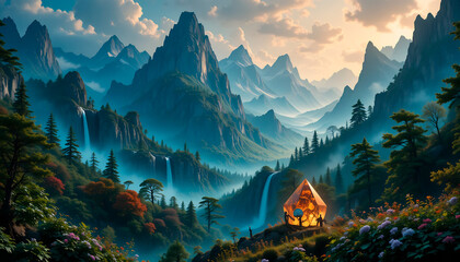 sunrise in the mountains