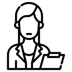 Psychiatrist. This is a vector single icon with a dashed line style. It is suitable for any purpose, such as website design, mobile app design, logo design, etc.