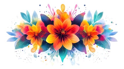 Obraz premium Vibrant Floral Bouquet with Colorful Flowers and Lush Foliage