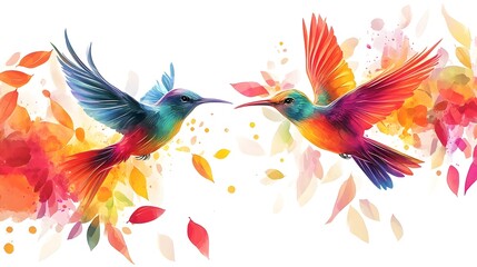 Obraz premium Vibrant Hummingbird in Ethereal Floral Landscape