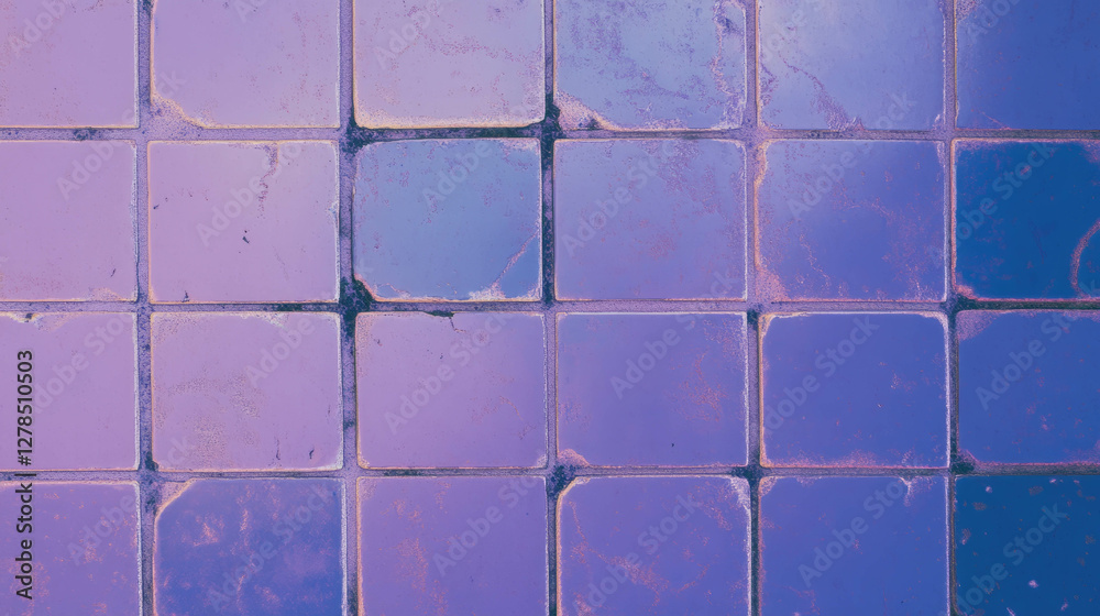 Poster purple tile pattern with textured plaster background for interior design