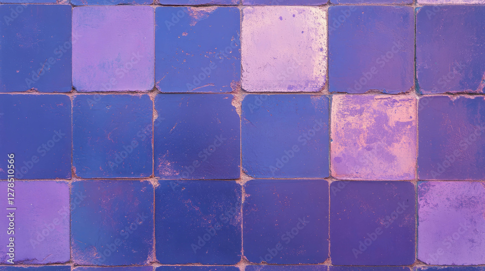 Poster purple tile textures with textured plaster background for interior design