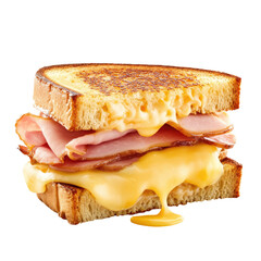 Ginegeric Grilled ham and cheese sandwich isolated on Transparent background