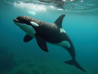 Obraz premium Majestic orca swimming gracefully underwater