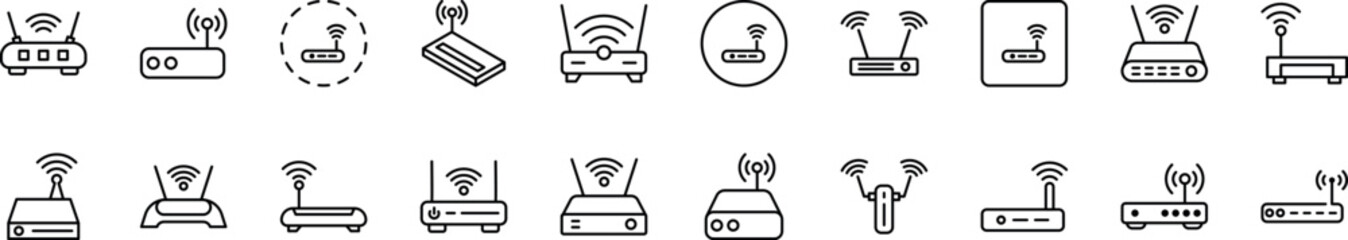 Wi Fi Router Related Icon Set. Editable Stroke. Perfect for Web Sites, Books, Cards, Apps