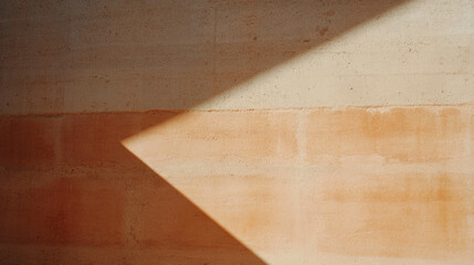Minimalist architecture rammed earth wall with geometric shadow play