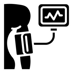 Blood pressure monitor. This is a vector single icon with a solid style. It is suitable for any purpose, such as website design, mobile app design, logo design, etc.