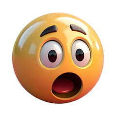 An amazed exaggerated 3d yellow emoji face illustration isolated on white background.  Best trending emojis illustration on white .high quality emoji illustration.