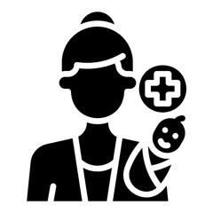 Midwife. This is a vector single icon with a solid style. It is suitable for any purpose, such as website design, mobile app design, logo design, etc.