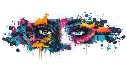 Captivating Abstract Expressionist Artwork with Vibrant Splashes of Color and Emotive Eyes