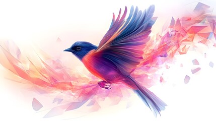 Obraz premium Vibrant Colorful Bird in Flight with Flourishing Feathers and Abstract Backdrop