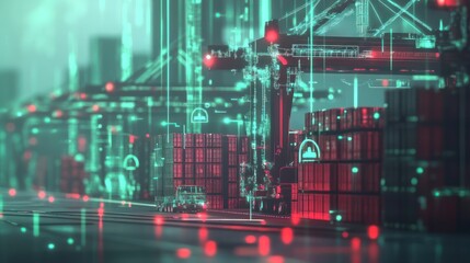 Fototapeta premium Digital Port Smart Cargo Tracking