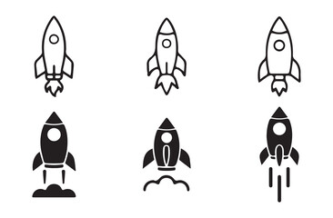 Rocket icon set. Black startup icon. Business startup rocket vector illustration eps 10