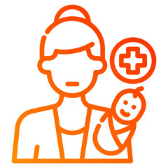 Midwife. This is a vector single icon with a dashed line gradient style. It is suitable for any purpose, such as website design, mobile app design, logo design, etc.