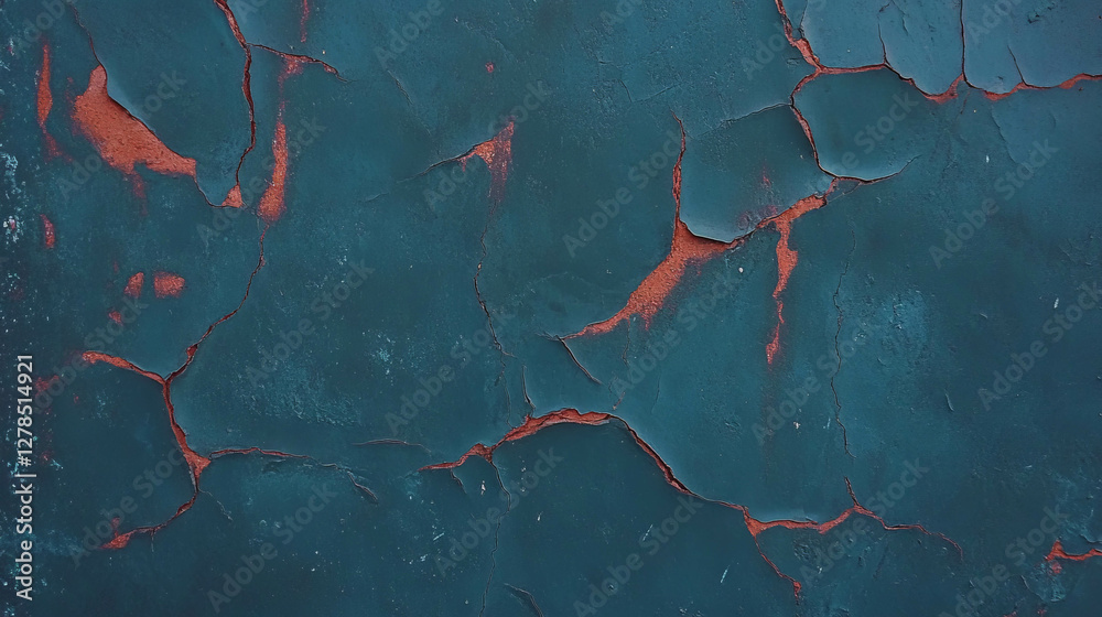 Poster Abstract texture of rough dark clay wall with deep cracks for background design
