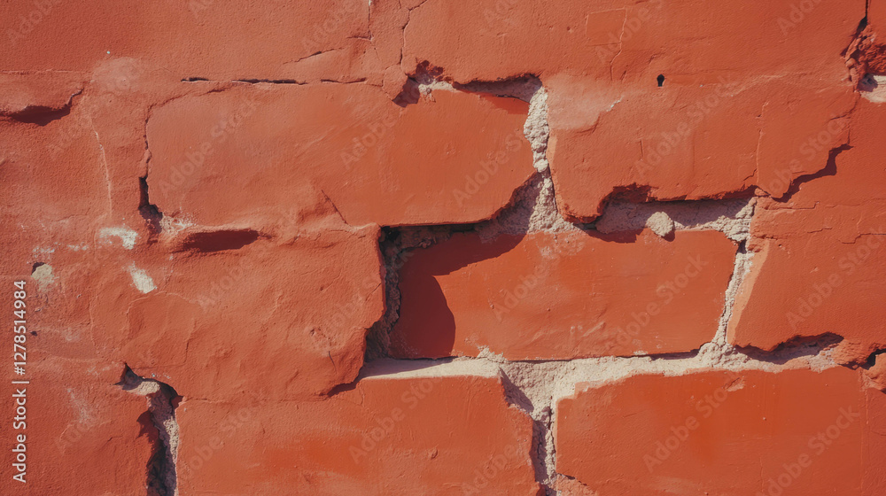 Poster texture of rough dark clay wall with deep cracks for background design