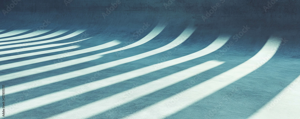 Poster abstract light patterns on curved concrete surface with rounded ribs
