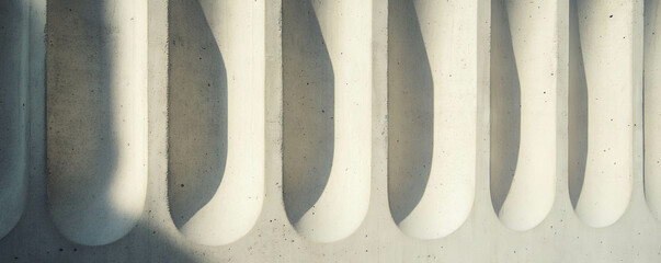 Abstract design with rounded vertical ribs on concrete surface