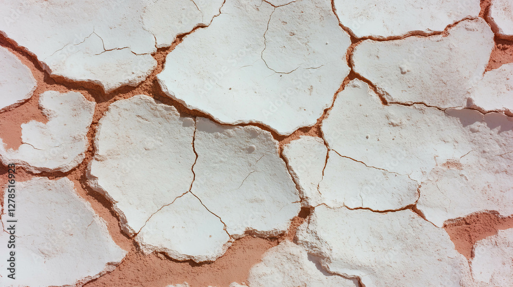 Poster Cracked sandy clay wall texture with natural grain patterns for design and background use